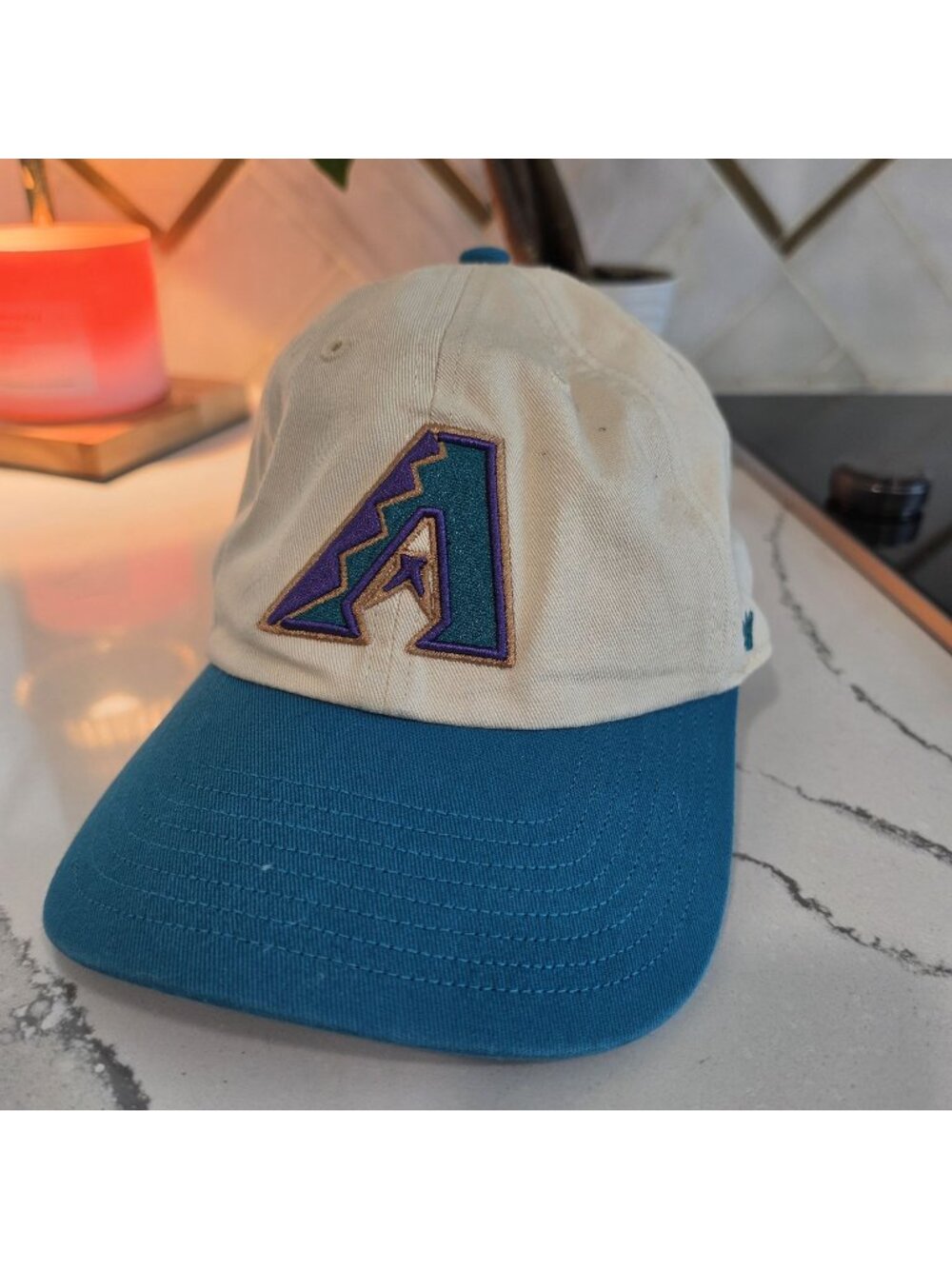 Arizona Diamondbacks 47 Brand MLB Baseball Cap Adjustable OSFA Beige & Teal